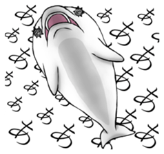 Eyelashes white dolphin sticker #2739992