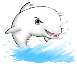 Eyelashes white dolphin sticker #2740005