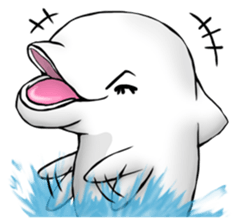 Eyelashes white dolphin sticker #2740009