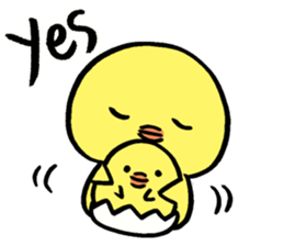 A chick and writing brush letter sticker #2761940