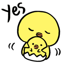 A chick and writing brush letter sticker #2761940