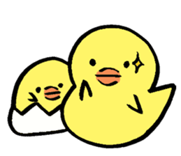 A chick and writing brush letter sticker #2761954