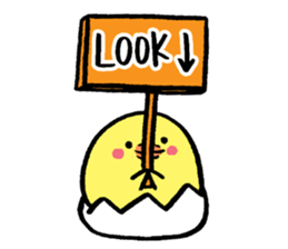 A chick and writing brush letter sticker #2761967