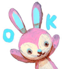 pink bunny&blue bear sticker #2764427