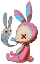 pink bunny&blue bear sticker #2764430