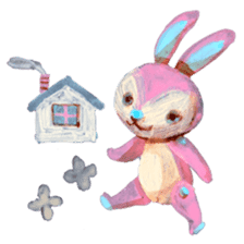 pink bunny&blue bear sticker #2764433