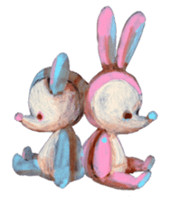 pink bunny&blue bear sticker #2764466