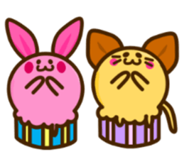 a cupcake rabbit and a cupcake Cat sticker #2780519
