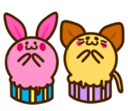 a cupcake rabbit and a cupcake Cat sticker #2780519