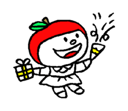 flat girl apple head sticker #2784690