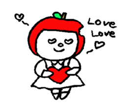 flat girl apple head sticker #2784703