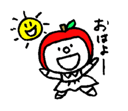 flat girl apple head sticker #2784707