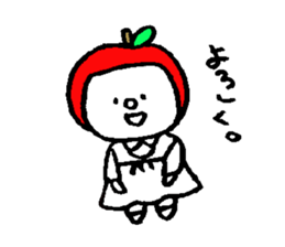 flat girl apple head sticker #2784713