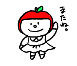 flat girl apple head sticker #2784719