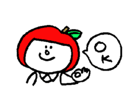 flat girl apple head sticker #2784720