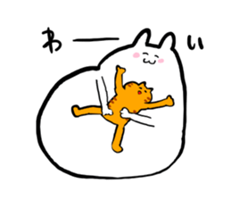 White rabbit and white cat sticker #2790897