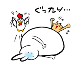 White rabbit and white cat sticker #2790915