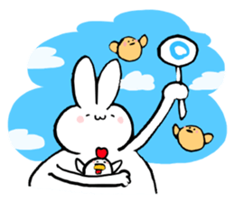 White rabbit and white cat sticker #2790917