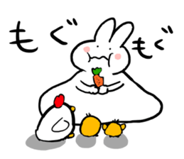 White rabbit and white cat sticker #2790919