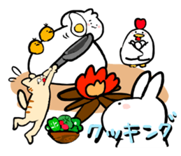 White rabbit and white cat sticker #2790920