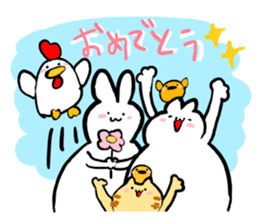 White rabbit and white cat sticker #2790923