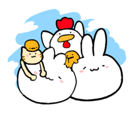 White rabbit and white cat sticker #2790930