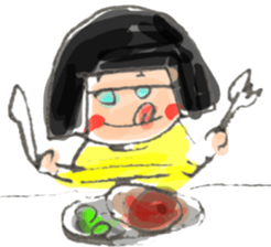 Girl with glasses in bobbed hair sticker #2794850