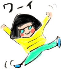 Girl with glasses in bobbed hair sticker #2794865