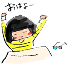 Girl with glasses in bobbed hair sticker #2794872