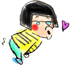 Girl with glasses in bobbed hair sticker #2794875