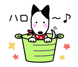 Bucket dog by Miniture bull terrier sticker #2797476