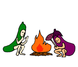 Eggplant and cucumber sticker #2828006