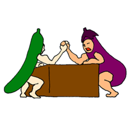 Eggplant and cucumber sticker #2828008