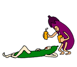 Eggplant and cucumber sticker #2828009