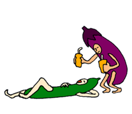 Eggplant and cucumber sticker #2828009