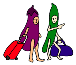 Eggplant and cucumber sticker #2828010