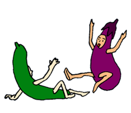 Eggplant and cucumber sticker #2828011