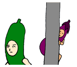 Eggplant and cucumber sticker #2828013