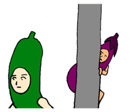 Eggplant and cucumber sticker #2828013