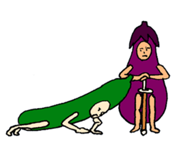 Eggplant and cucumber sticker #2828014