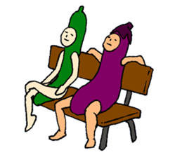 Eggplant and cucumber sticker #2828015