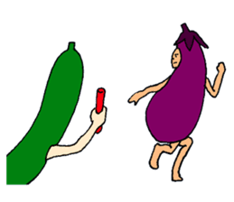 Eggplant and cucumber sticker #2828016
