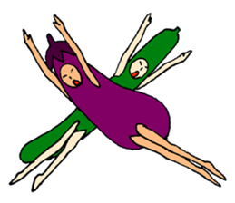 Eggplant and cucumber sticker #2828017