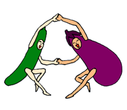 Eggplant and cucumber sticker #2828018