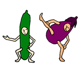 Eggplant and cucumber sticker #2828019