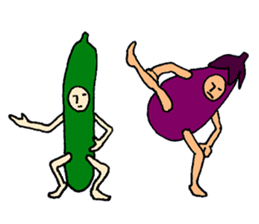 Eggplant and cucumber sticker #2828019