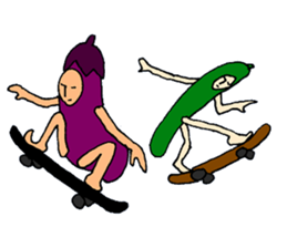 Eggplant and cucumber sticker #2828020