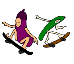 Eggplant and cucumber sticker #2828020