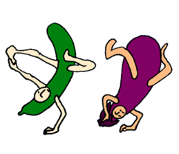 Eggplant and cucumber sticker #2828021