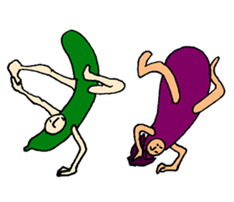 Eggplant and cucumber sticker #2828021